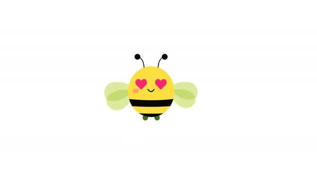 Cute honey bee character with heart eyes. High-quality vector illustration for valentine, love, romance, sticker, child, icon, graphic design, and animation