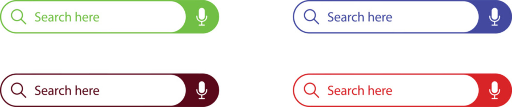 Search bar interface elements with microphone icon for voice search functionality in modern web application