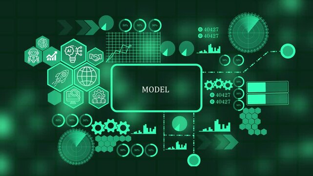 Futuristic Artificial Intelligence model  Technology with Advanced Data Visualization, Machine Learning, Big Data, Neural Network, Business Intelligence, Digital Transformation, Smart Da