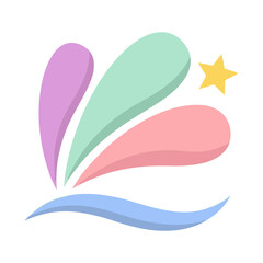 Fototapeta premium Abstract colorful shapes with star and wave