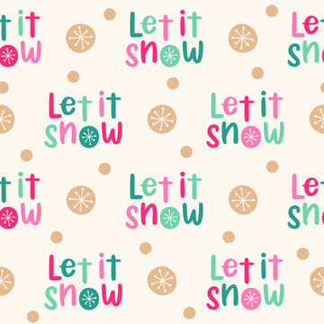 Cute hand drawn letters with dot seamless pattern design for Christmas and new year background.