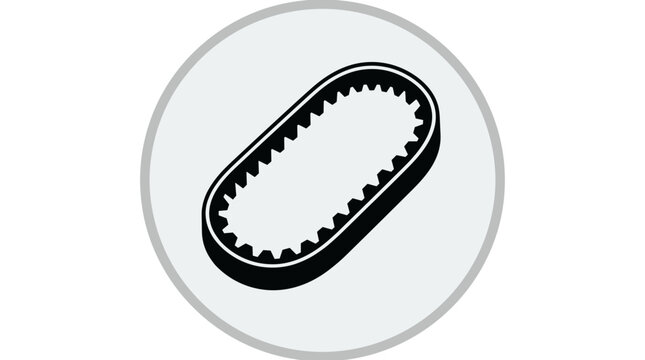 Mechanical timing belt icon isolated on white background for industrial engine maintenance design