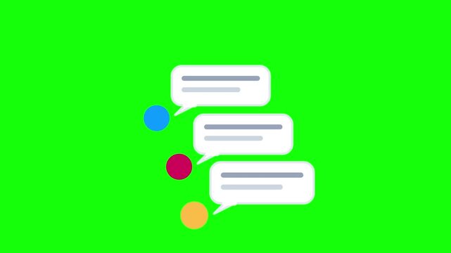 Floating Chat Message Bubbles and User Avatars on Green Screen