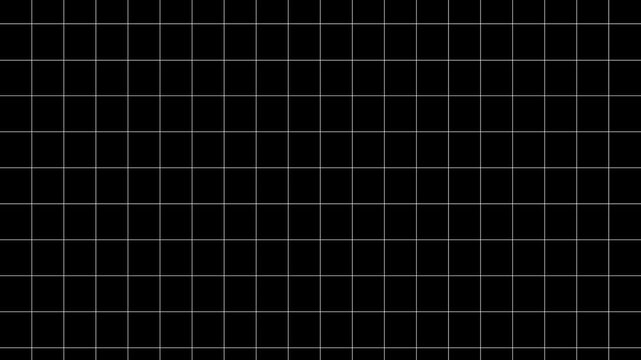 minimalist white grid lines on black background. geometric square pattern footage video. architectural blueprint style background
