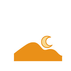 Orange hills and crescent moon icon © indar