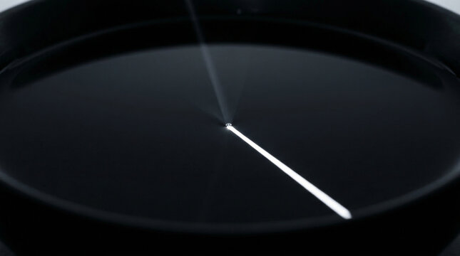 A bright white light beam streaks across a dark circular radar screen display.
