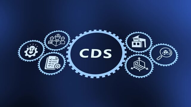 CDS credit default swap concept for credit risk protection, financial strategy and business workflow icons.