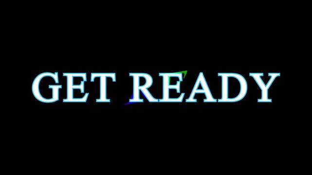 Abstract light flare animation over text get ready on black background in dynamic motion graphic.