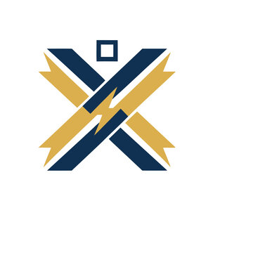 Abstract geometric logo with lightning bolt