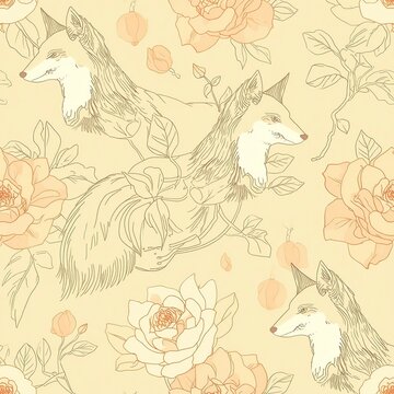 seamless pattern with fox