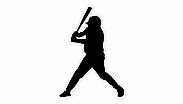 Baseball Player Hitting Ball Silhouette Vector