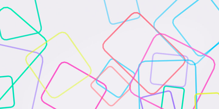 Abstract neon squares and rectangles overlap in lively colors on a bright white field, creating a playful, tech-like mood for modern design use.