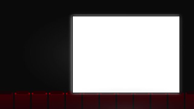 Cinema screens displaying now showing text on dark background