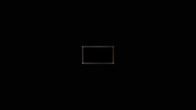 Elegant Golden Vintage Frame Animation on Black Background / Golden Vintage Border Overlay. 3