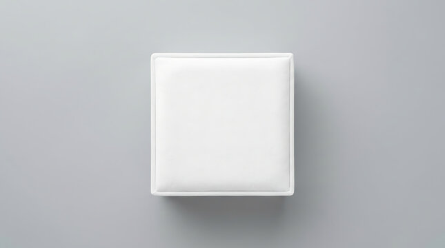 Elegant White Velvet Luxury Gift Box Mockup Top View on Clean Minimalist Grey Studio Background