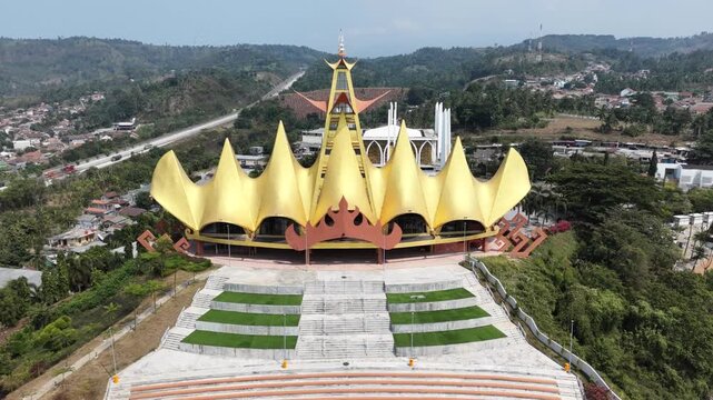 Siger Tower Landmark in Lampung Indonesia Aerial View