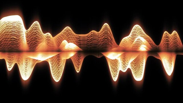 Smooth Bright Orange Audio Wave Visualizer Pulsing on Black Backgroun
