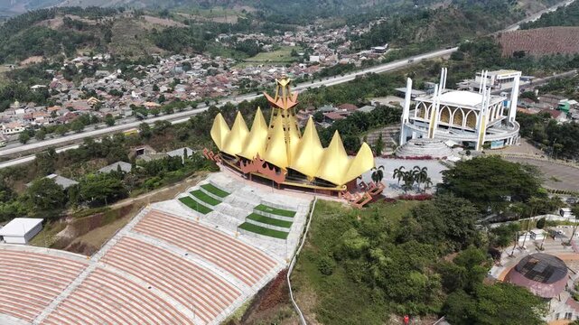 Siger Tower Landmark in Lampung Indonesia Aerial View