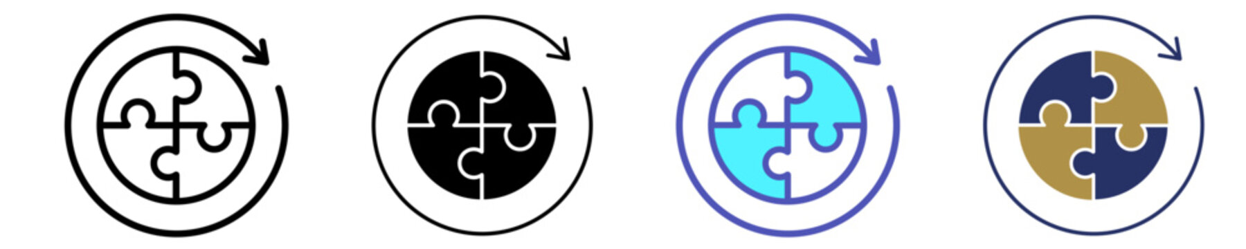 Iterative Process Icon Set Multiple Style Collection
