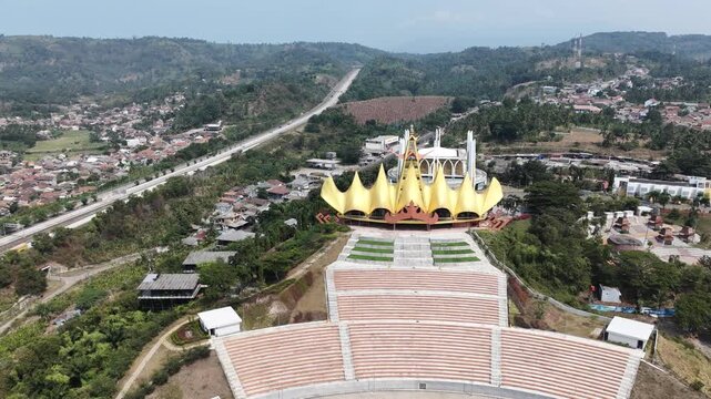 Siger Tower Landmark in Lampung Indonesia Aerial View