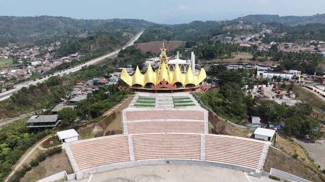 Siger Tower Landmark in Lampung Indonesia Aerial View