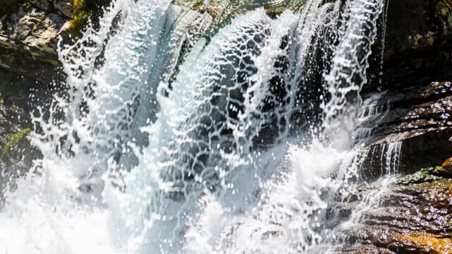 Scenic view of aharbal waterfall kashmir flowing over rocks