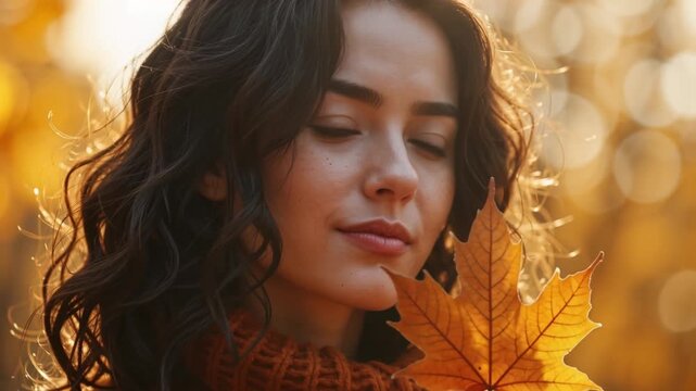 Warme Herbstmomente: Elegante Frau im Strickpullover