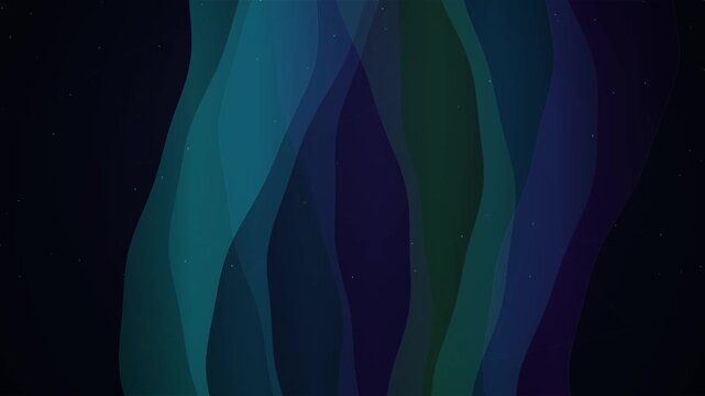 Abstract geometric aurora borealis display with stylized northern lights patterns and glowing green light