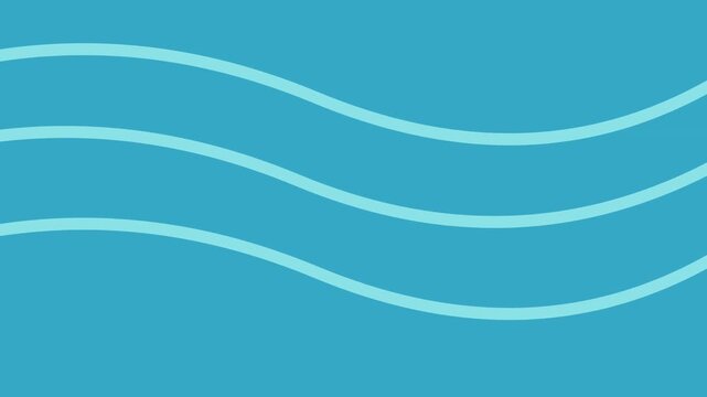 Blue wavy lines flowing on teal background sea wave animation