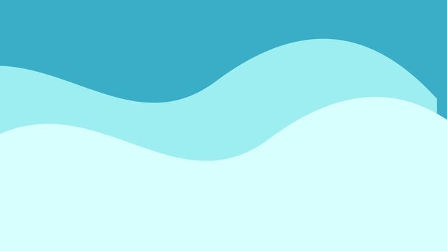 Layered aqua ocean waves rolling on teal blue background flat