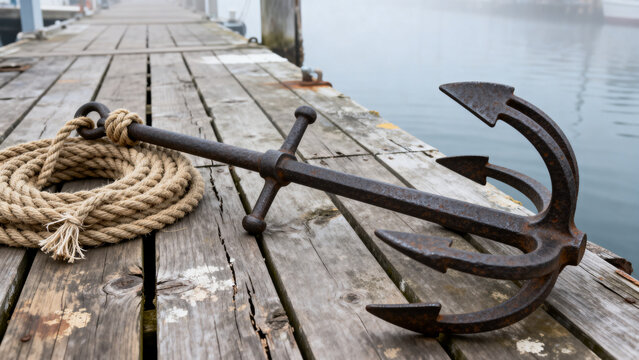 Rope splice joining honey and navy nautical ropes on teak deck