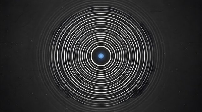 Abstract circular light ripple pattern with glowing blue center point