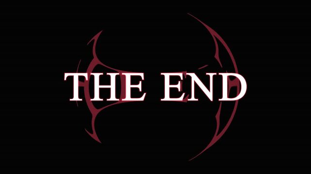 The end text animation appearing on dark background with minimal red circular abstract graphic design.