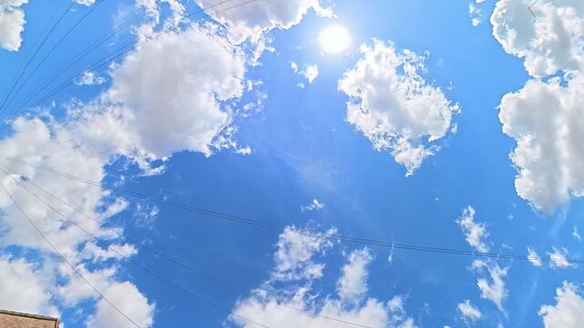 Time Lapse Footage of Sky and Dramatic Clouds over England During Car Drive. Car Roof Mounted Footage with Straight Up Position