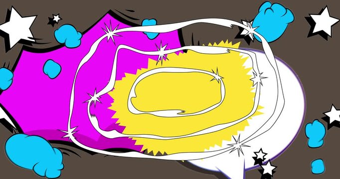 Cartoon background animation, comic book backdrop video. Retro comics pop art design.