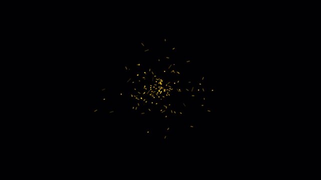 Abstract golden glowing sparks floating in dark void space dynamic light particles motion graphic.