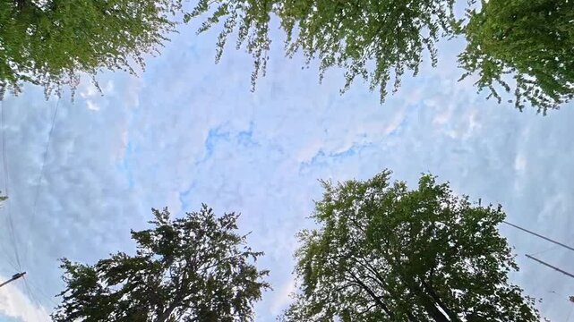 Time Lapse Footage of Sky and Dramatic Clouds over England During Car Drive. Car Roof Mounted Footage with Straight Up Position