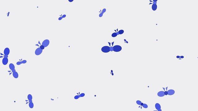 Seamless loop blue floating ribbon bow motion background