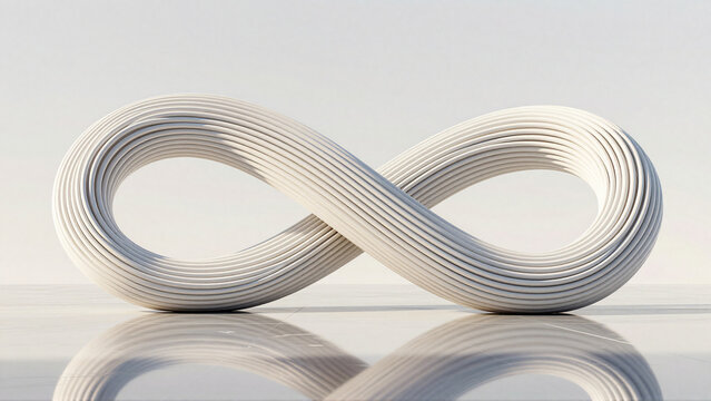 Minimalist white infinity loop with ribbed texture