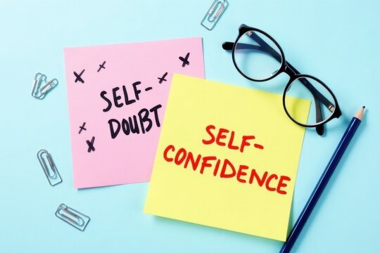 Self Doubt and Self Confidence Concept Showing a Choice Between Negative and Positive Thinking