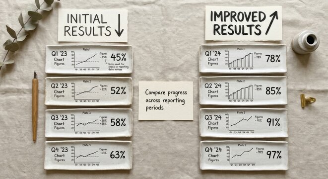 Comparing Business Growth Through Charts and Data Presentation