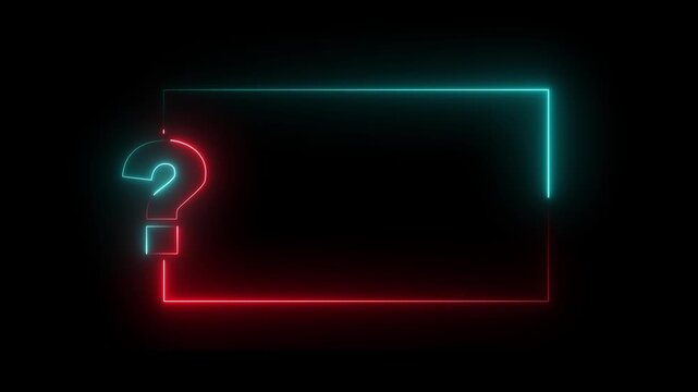 Navy Blue and red color Question mark neon sign light on black background. Quiz trivia game competition. blue neon question mark frame for quizzes and FAQs. 