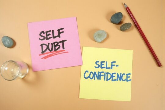 Self Doubt and Self Confidence Notes Representing Inner Conflict and Positive Personal Change