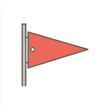 Red pennant flag on pole