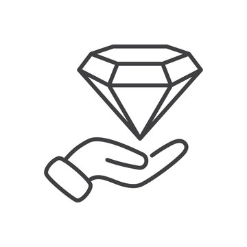 Outline diamond on hand icon.