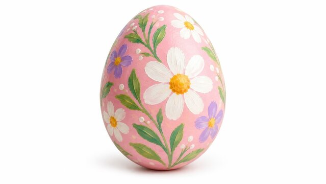 Pink Easter Egg Decorated with Flowers and Greenery