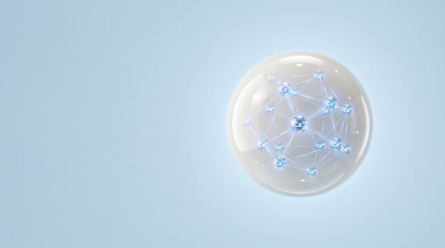 Translucent Milk Droplet Sphere Containing Calcium Ion Molecular Structure for Bone Health Nutrition and Dairy Science Concept