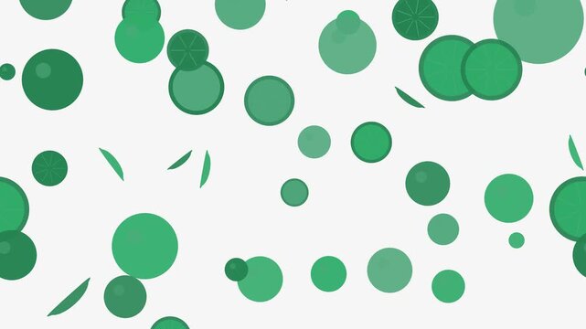 Seamless loop green floating citrus motion background