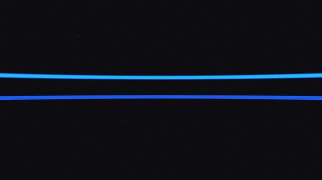 Abstract dynamic blue neon lines moving horizontally across dark background modern motion graphics.