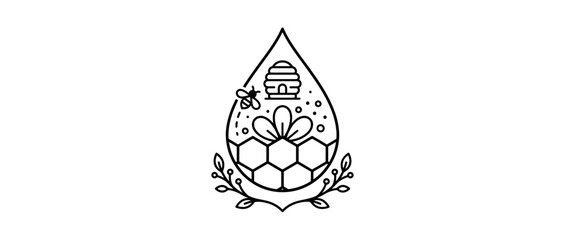 Obraz premium Minimalist Honeycomb and Bee Drop Logo